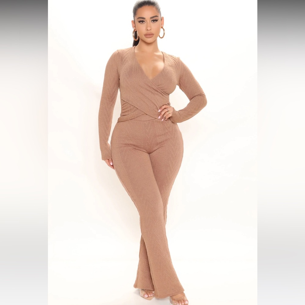 Talk to me pant set - mocha